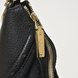 Very Good Condition GUCCI Gucci Hobo One Shoulder Handbag 145764 002056 GG Canvas Leather Black Used 4a000202