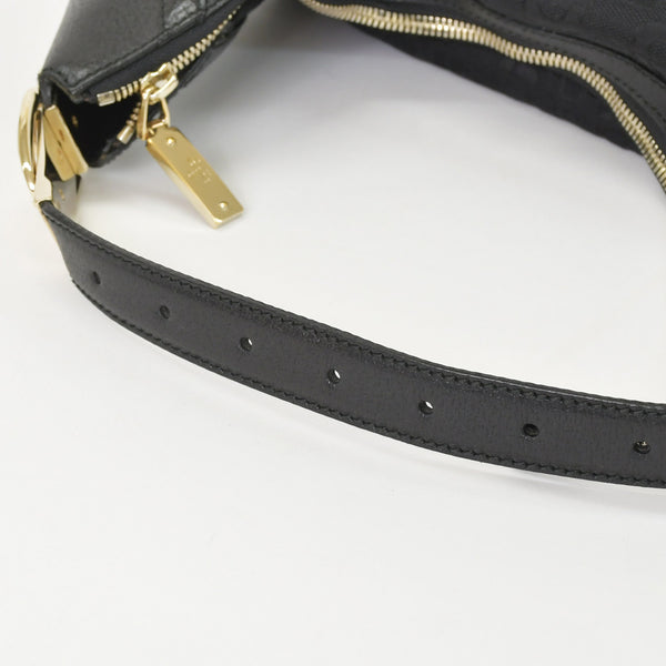 Very Good Condition GUCCI Gucci Hobo One Shoulder Handbag 145764 002056 GG Canvas Leather Black Used 4a000202