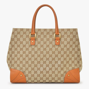 Very good condition GUCCI Gucci handbag 120897 001998 GG canvas leather beige gold hardware used 4a000207