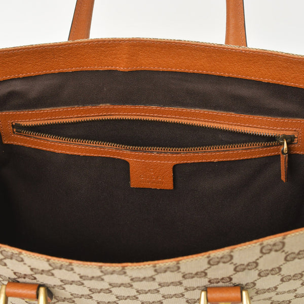 Very good condition GUCCI Gucci handbag 120897 001998 GG canvas leather beige gold hardware used 4a000207