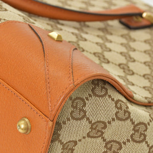 Very good condition GUCCI Gucci handbag 120897 001998 GG canvas leather beige gold hardware used 4a000207