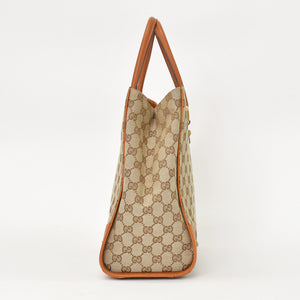 Very good condition GUCCI Gucci handbag 120897 001998 GG canvas leather beige gold hardware used 4a000207