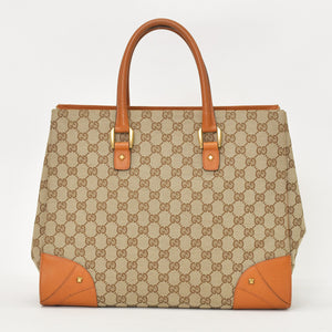 Very good condition GUCCI Gucci handbag 120897 001998 GG canvas leather beige gold hardware used 4a000207