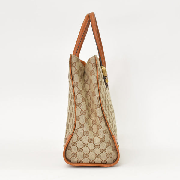 Very good condition GUCCI Gucci handbag 120897 001998 GG canvas leather beige gold hardware used 4a000207