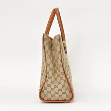 画像をギャラリービューアに読み込む, 極美品 GUCCI グッチ ハンドバッグ 120897 001998 GGキャンバス レザー べージュ ゴールド金具 中古 4a000207