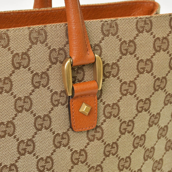 Very good condition GUCCI Gucci handbag 120897 001998 GG canvas leather beige gold hardware used 4a000207