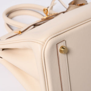 新品同様品 HERMES エルメス ハンドバッグ U刻印 バーキン25 ヴォースイフト ナタ ゴールド金具 中古 4a000234