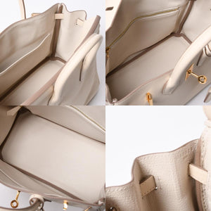 新品同様品 HERMES エルメス ハンドバッグ U刻印 バーキン25 ヴォースイフト ナタ ゴールド金具 中古 4a000234