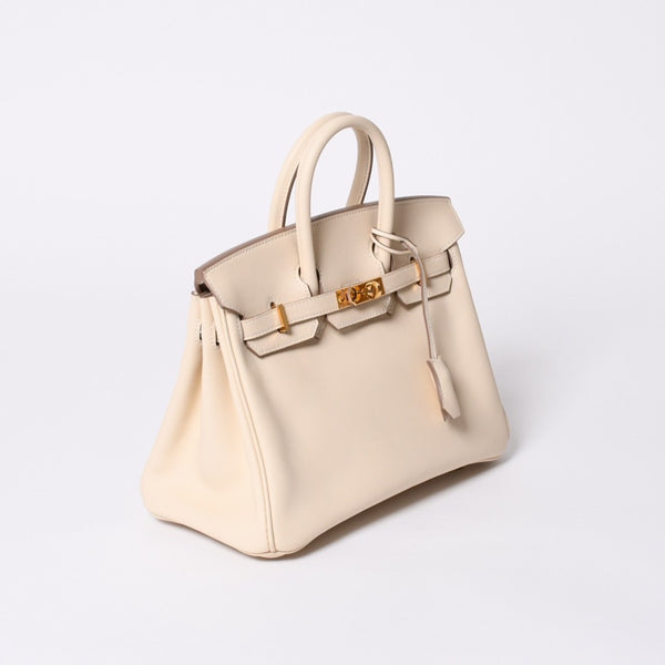 新品同様品 HERMES エルメス ハンドバッグ U刻印 バーキン25 ヴォースイフト ナタ ゴールド金具 中古 4a000234