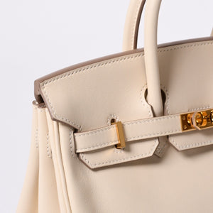 新品同様品 HERMES エルメス ハンドバッグ U刻印 バーキン25 ヴォースイフト ナタ ゴールド金具 中古 4a000234
