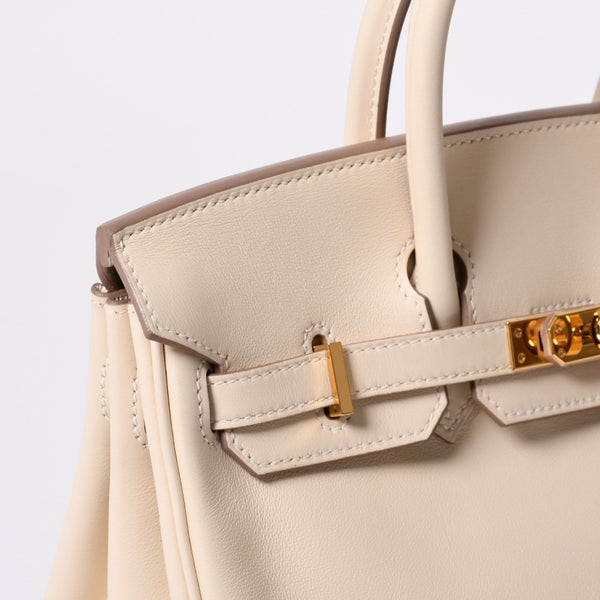 新品同様品 HERMES エルメス ハンドバッグ U刻印 バーキン25 ヴォースイフト ナタ ゴールド金具 中古 4a000234