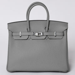 Very Good Condition HERMES Birkin 25 Handbag X Engraved Togo Grimuet Silver Hardware Used 4a000777