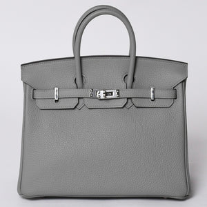 Very Good Condition HERMES Birkin 25 Handbag X Engraved Togo Grimuet Silver Hardware Used 4a000777