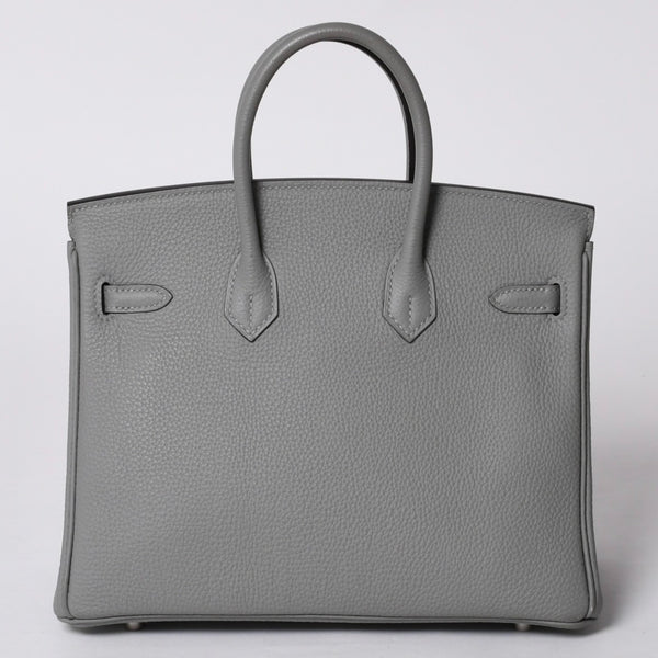 Very Good Condition HERMES Birkin 25 Handbag X Engraved Togo Grimuet Silver Hardware Used 4a000777