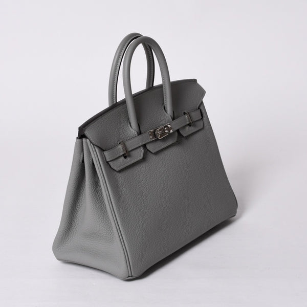 Very Good Condition HERMES Birkin 25 Handbag X Engraved Togo Grimuet Silver Hardware Used 4a000777