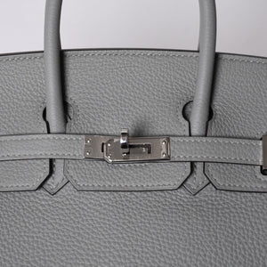 Very Good Condition HERMES Birkin 25 Handbag X Engraved Togo Grimuet Silver Hardware Used 4a000777