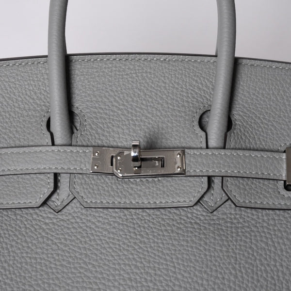 Very Good Condition HERMES Birkin 25 Handbag X Engraved Togo Grimuet Silver Hardware Used 4a000777