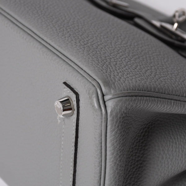 Very Good Condition HERMES Birkin 25 Handbag X Engraved Togo Grimuet Silver Hardware Used 4a000777