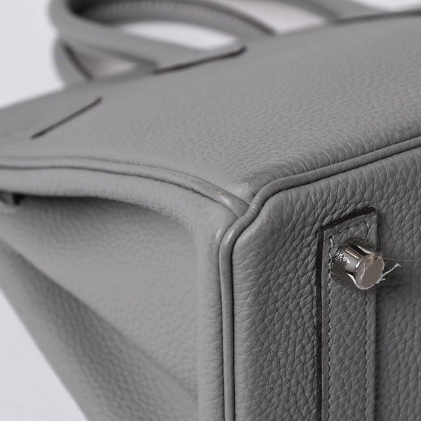 Very Good Condition HERMES Birkin 25 Handbag X Engraved Togo Grimuet Silver Hardware Used 4a000777