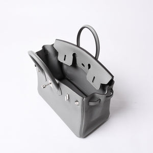 Very Good Condition HERMES Birkin 25 Handbag X Engraved Togo Grimuet Silver Hardware Used 4a000777