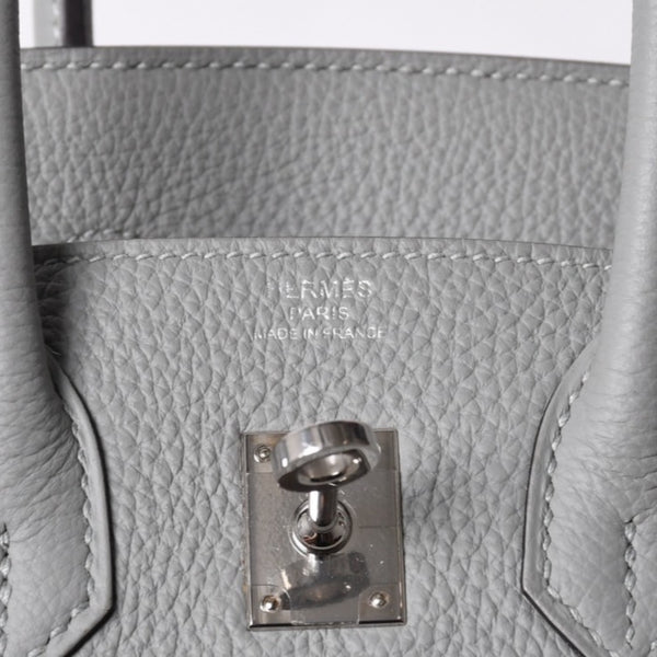 Very Good Condition HERMES Birkin 25 Handbag X Engraved Togo Grimuet Silver Hardware Used 4a000777