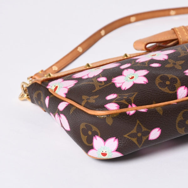 Very Good Condition LOUIS VUITTON Pochette Accessory Pouch M92006 Monogram Cherry Blossom Takashi Murakami Used 4a000384