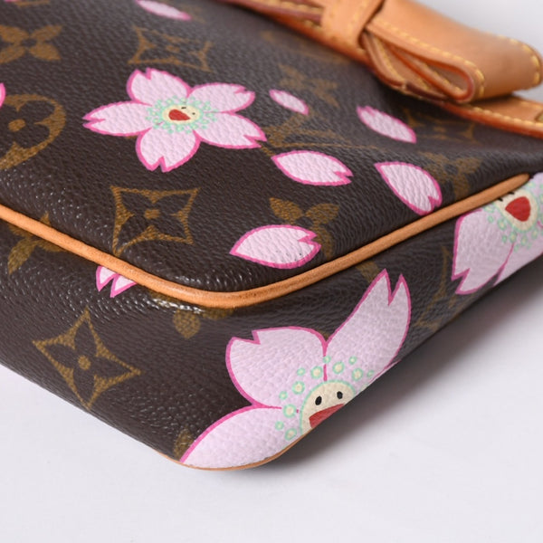 Very Good Condition LOUIS VUITTON Pochette Accessory Pouch M92006 Monogram Cherry Blossom Takashi Murakami Used 4a000384
