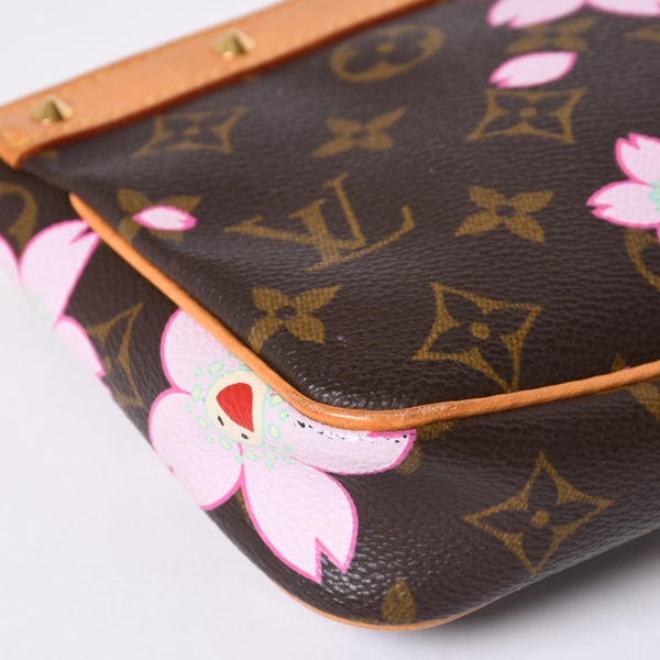 Very Good Condition LOUIS VUITTON Pochette Accessory Pouch M92006 Monogram Cherry Blossom Takashi Murakami Used 4a000384