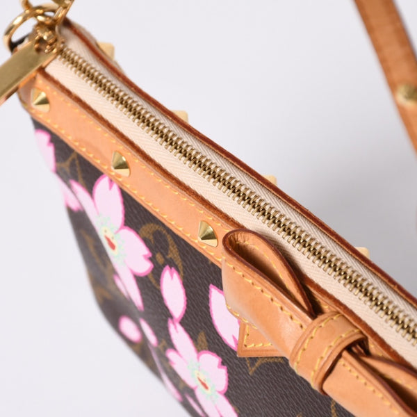 Very Good Condition LOUIS VUITTON Pochette Accessory Pouch M92006 Monogram Cherry Blossom Takashi Murakami Used 4a000384