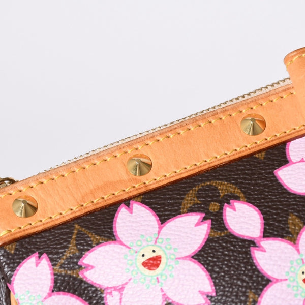 Very Good Condition LOUIS VUITTON Pochette Accessory Pouch M92006 Monogram Cherry Blossom Takashi Murakami Used 4a000384