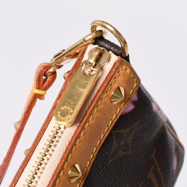 Very Good Condition LOUIS VUITTON Pochette Accessory Pouch M92006 Monogram Cherry Blossom Takashi Murakami Used 4a000384