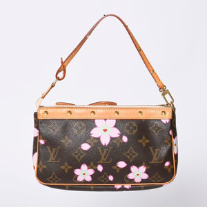 Very Good Condition LOUIS VUITTON Pochette Accessory Pouch M92006 Monogram Cherry Blossom Takashi Murakami Used 4a000384