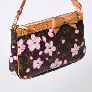 Very Good Condition LOUIS VUITTON Pochette Accessory Pouch M92006 Monogram Cherry Blossom Takashi Murakami Used 4a000384