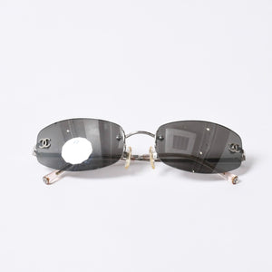 CHANEL シャネル Sunglasses サングラス リムレス ブラック シルバー 4002 ｃ.124/22 54□19 130 美品 中古 4a000115