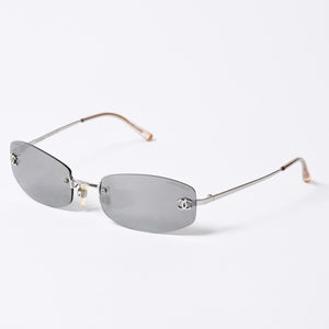 CHANEL シャネル Sunglasses サングラス リムレス ブラック シルバー 4002 ｃ.124/22 54□19 130 美品 中古 4a000115