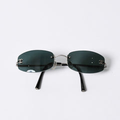 CHANEL シャネル リムレス サングラス アイウェアケース 4002 c.103/71 サイズ54□19 130 ココマーク シルバー ブラック 美品 中古 4a000117