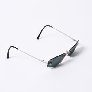 CHANEL シャネル リムレス サングラス アイウェアケース 4002 c.103/71 サイズ54□19 130 ココマーク シルバー ブラック 美品 中古 4a000117
