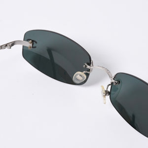 CHANEL シャネル リムレス サングラス アイウェアケース 4002 c.103/71 サイズ54□19 130 ココマーク シルバー ブラック 美品 中古 4a000117
