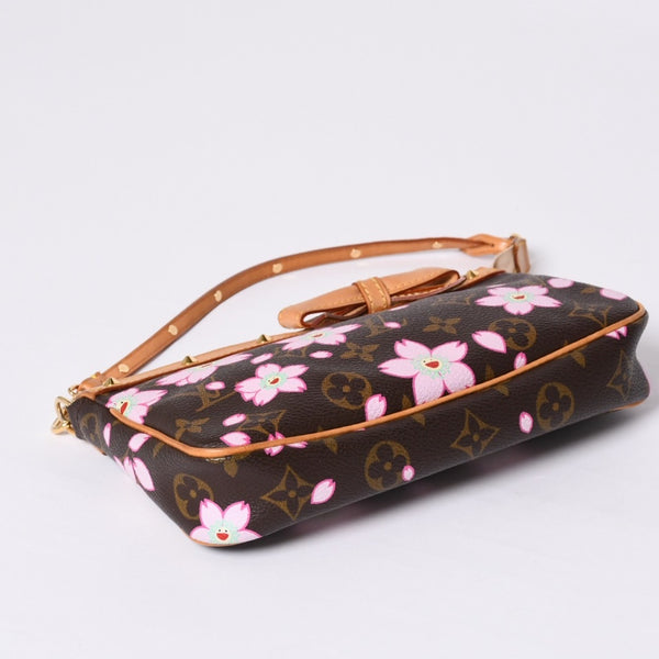 Very Good Condition LOUIS VUITTON Pochette Accessory Pouch M92006 Monogram Cherry Blossom Takashi Murakami Used 4a000384