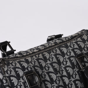 Christian Dior Handbag Trotter Pattern Mini Boston Bag Navy Beige Vintage Good Condition Used 4a000507