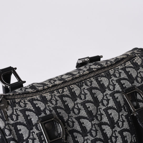Christian Dior Handbag Trotter Pattern Mini Boston Bag Navy Beige Vintage Good Condition Used 4a000507
