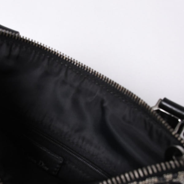 Christian Dior Handbag Trotter Pattern Mini Boston Bag Navy Beige Vintage Good Condition Used 4a000507