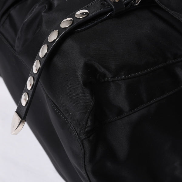 PRADA プラダ スタッズ付きナイロン リュックサック バックパック ブラック シルバー金具 美品 中古 4a000251