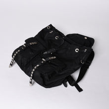 画像をギャラリービューアに読み込む, PRADA プラダ スタッズ付きナイロン リュックサック バックパック ブラック シルバー金具 美品 中古 4a000251