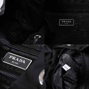 PRADA プラダ スタッズ付きナイロン リュックサック バックパック ブラック シルバー金具 美品 中古 4a000251