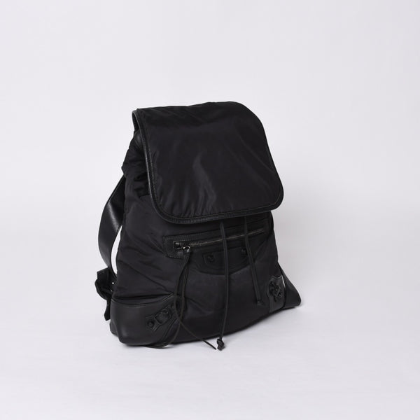 BALENCIAGA CLASSIC TRAVELER BACKPACK 387285 Nylon Black Good Condition Used 4a000147