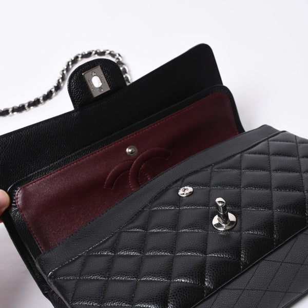 Like new CHANEL Matelasse 25 W flap W chain shoulder bag AO1112 21s Caviar skin Silver hardware Used 4a000990