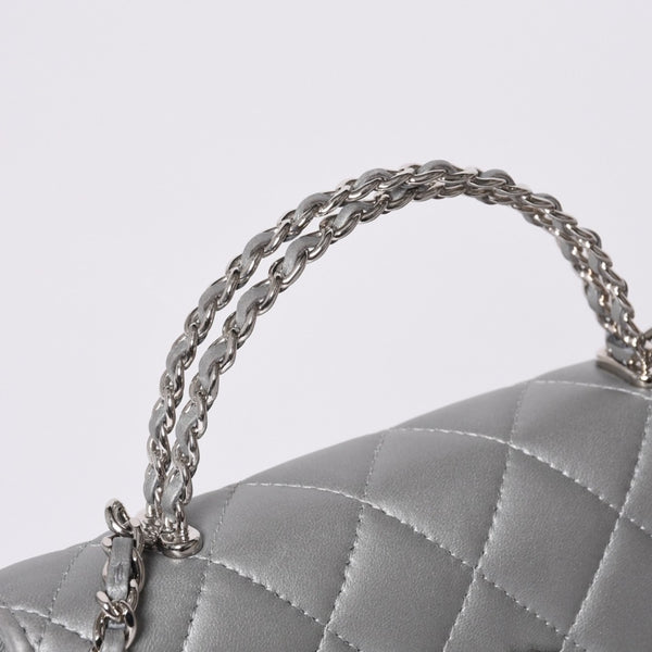 CHANEL シャネル Sフラップ Sチェーンショルダーバッグ AP3238 ランダム番台 ココマーク ラムスキン シルバー 美品 中古 4a000691