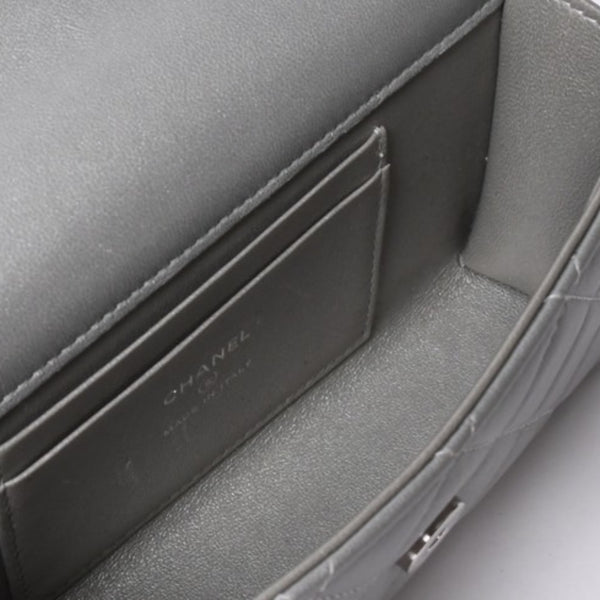 CHANEL シャネル Sフラップ Sチェーンショルダーバッグ AP3238 ランダム番台 ココマーク ラムスキン シルバー 美品 中古 4a000691