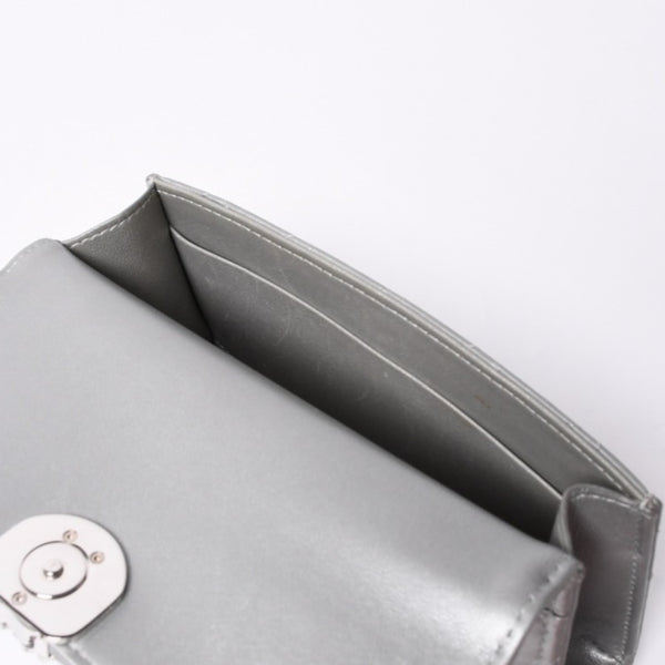 CHANEL シャネル Sフラップ Sチェーンショルダーバッグ AP3238 ランダム番台 ココマーク ラムスキン シルバー 美品 中古 4a000691